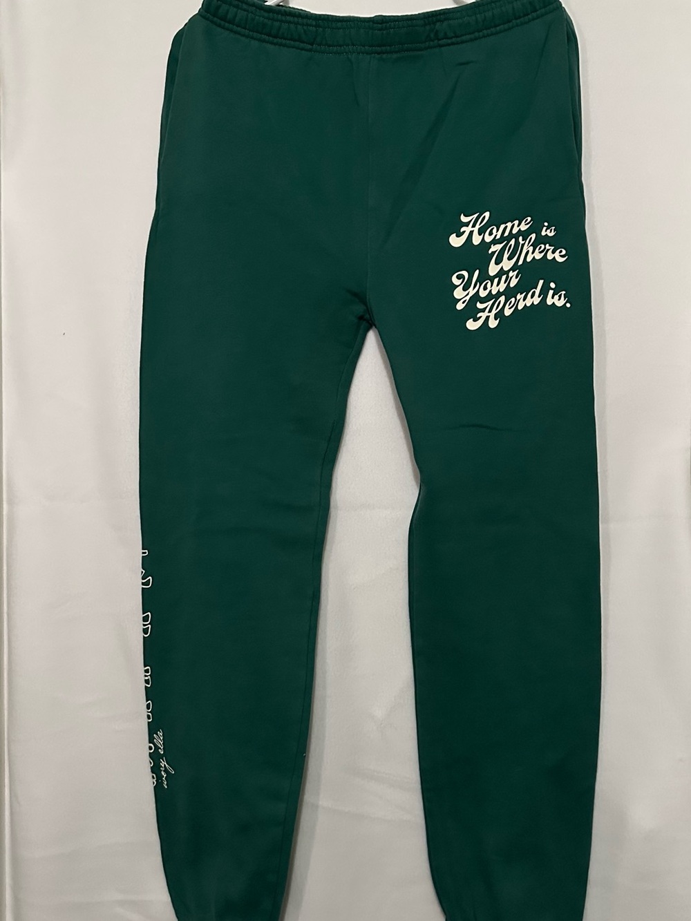 ivory ella Forest Green Adult S Sweatpants with White writing and design